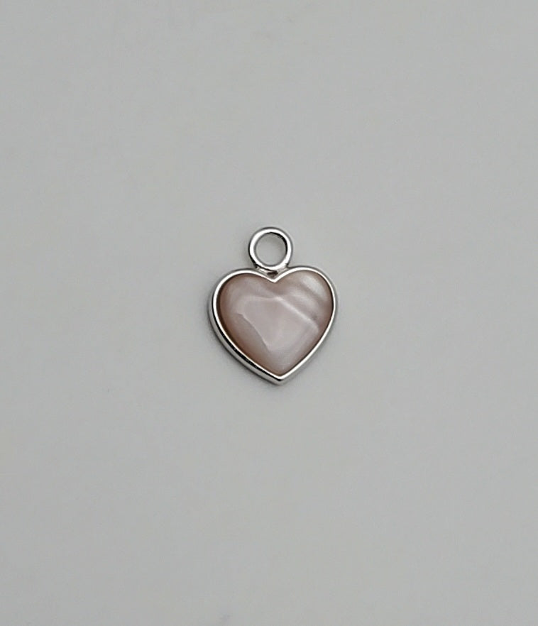 Pink Mother-of-Pearl Sterling Silver Heart Pendant