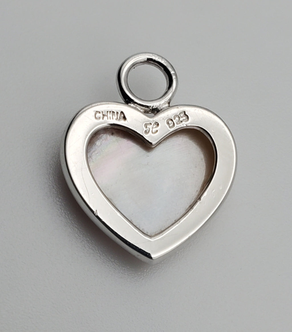 Pink Mother-of-Pearl Sterling Silver Heart Pendant