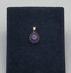 Vintage Purple Glass Sterling Silver Pendant