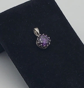 Vintage Purple Glass Sterling Silver Pendant