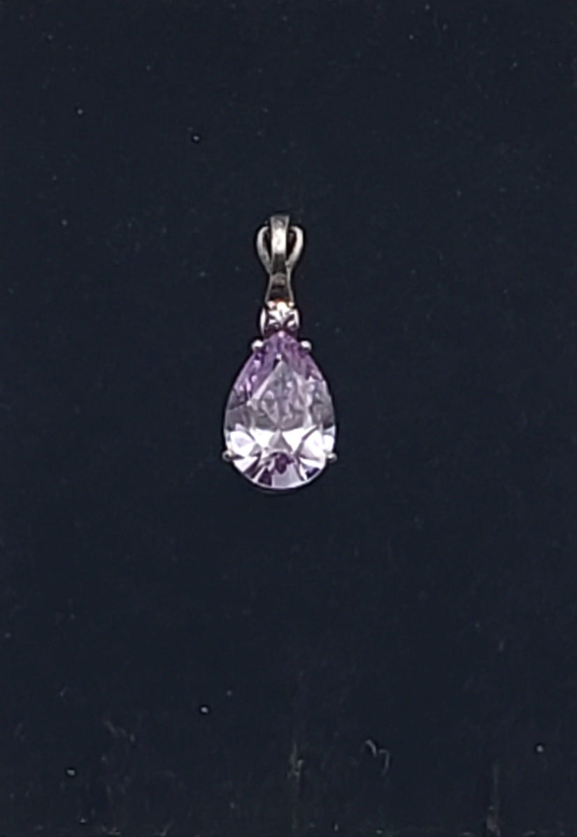 Sterling Silver Purple Cubic Zirconia Hinged Pendant
