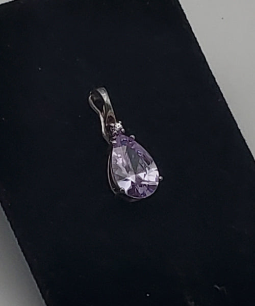 Sterling Silver Purple Cubic Zirconia Hinged Pendant