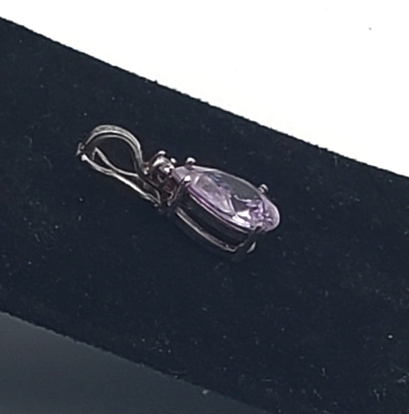 Sterling Silver Purple Cubic Zirconia Hinged Pendant