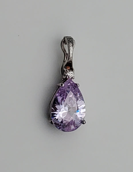 Sterling Silver Purple Cubic Zirconia Hinged Pendant