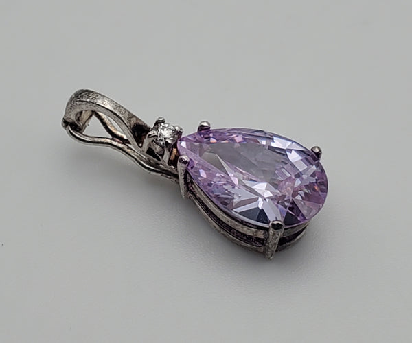 Sterling Silver Purple Cubic Zirconia Hinged Pendant