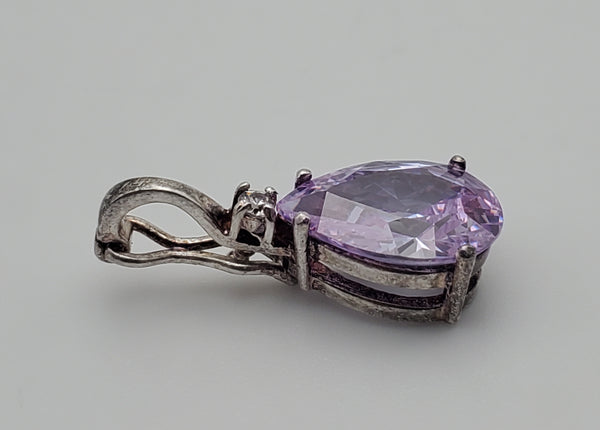 Sterling Silver Purple Cubic Zirconia Hinged Pendant