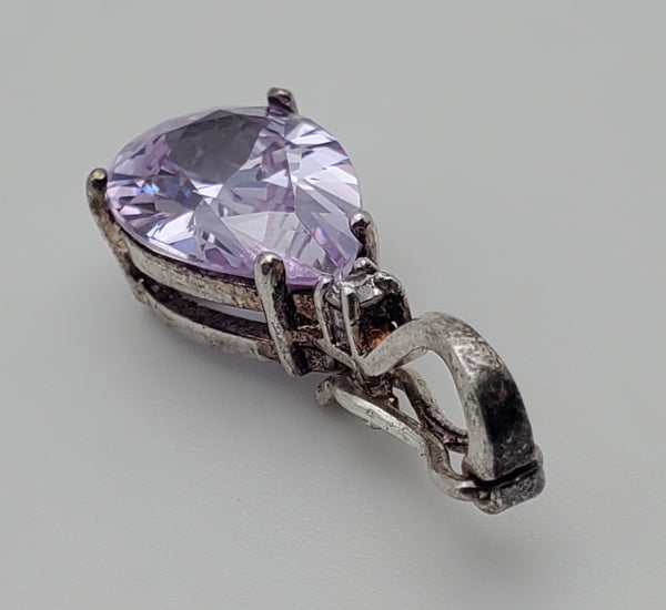 Sterling Silver Purple Cubic Zirconia Hinged Pendant