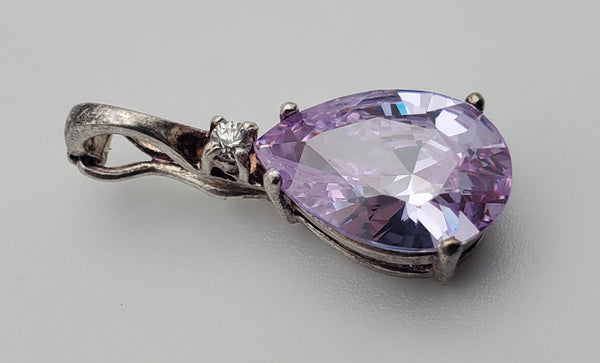 Sterling Silver Purple Cubic Zirconia Hinged Pendant