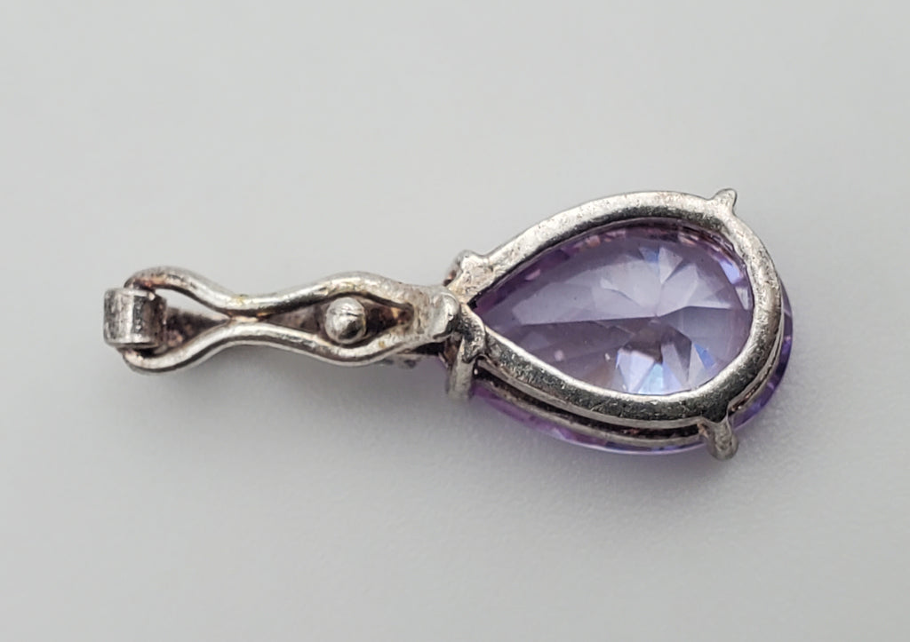Sterling Silver Purple Cubic Zirconia Hinged Pendant