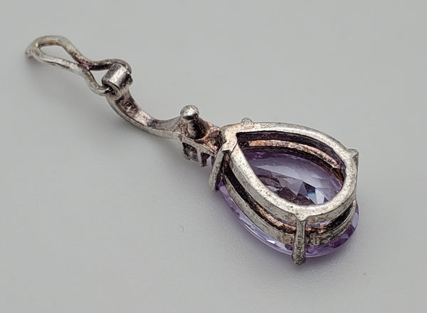 Sterling Silver Purple Cubic Zirconia Hinged Pendant