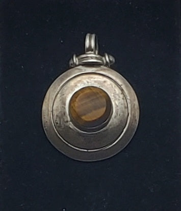 Vintage 950 Silver and Tiger's Eye Handmade Pendant