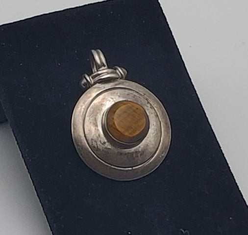 Vintage 950 Silver and Tiger's Eye Handmade Pendant