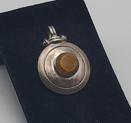Vintage 950 Silver and Tiger's Eye Handmade Pendant
