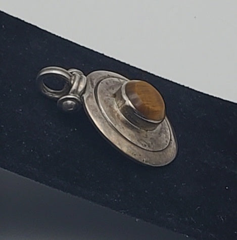 Vintage 950 Silver and Tiger's Eye Handmade Pendant