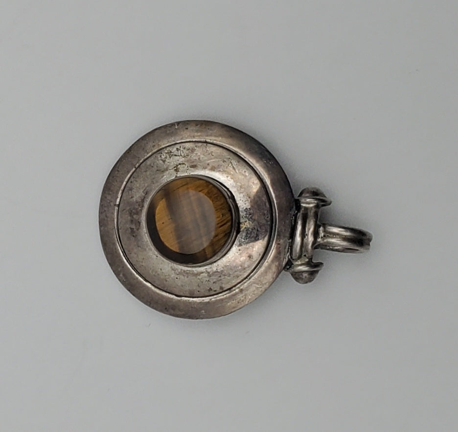 Vintage 950 Silver and Tiger's Eye Handmade Pendant