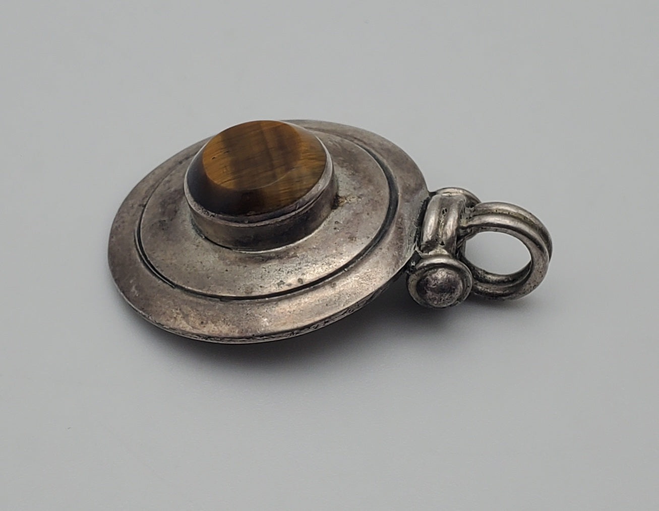 Vintage 950 Silver and Tiger's Eye Handmade Pendant