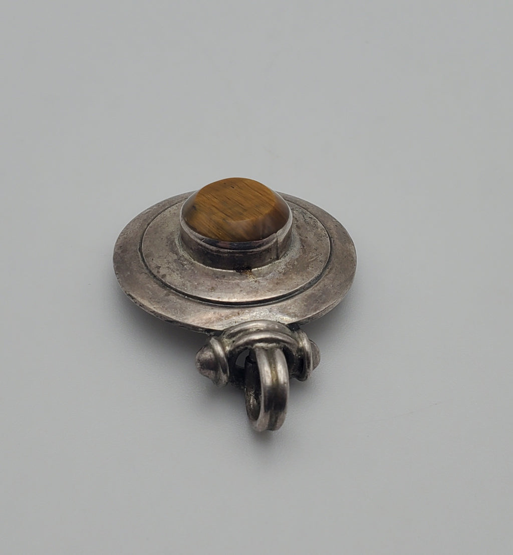 Vintage 950 Silver and Tiger's Eye Handmade Pendant