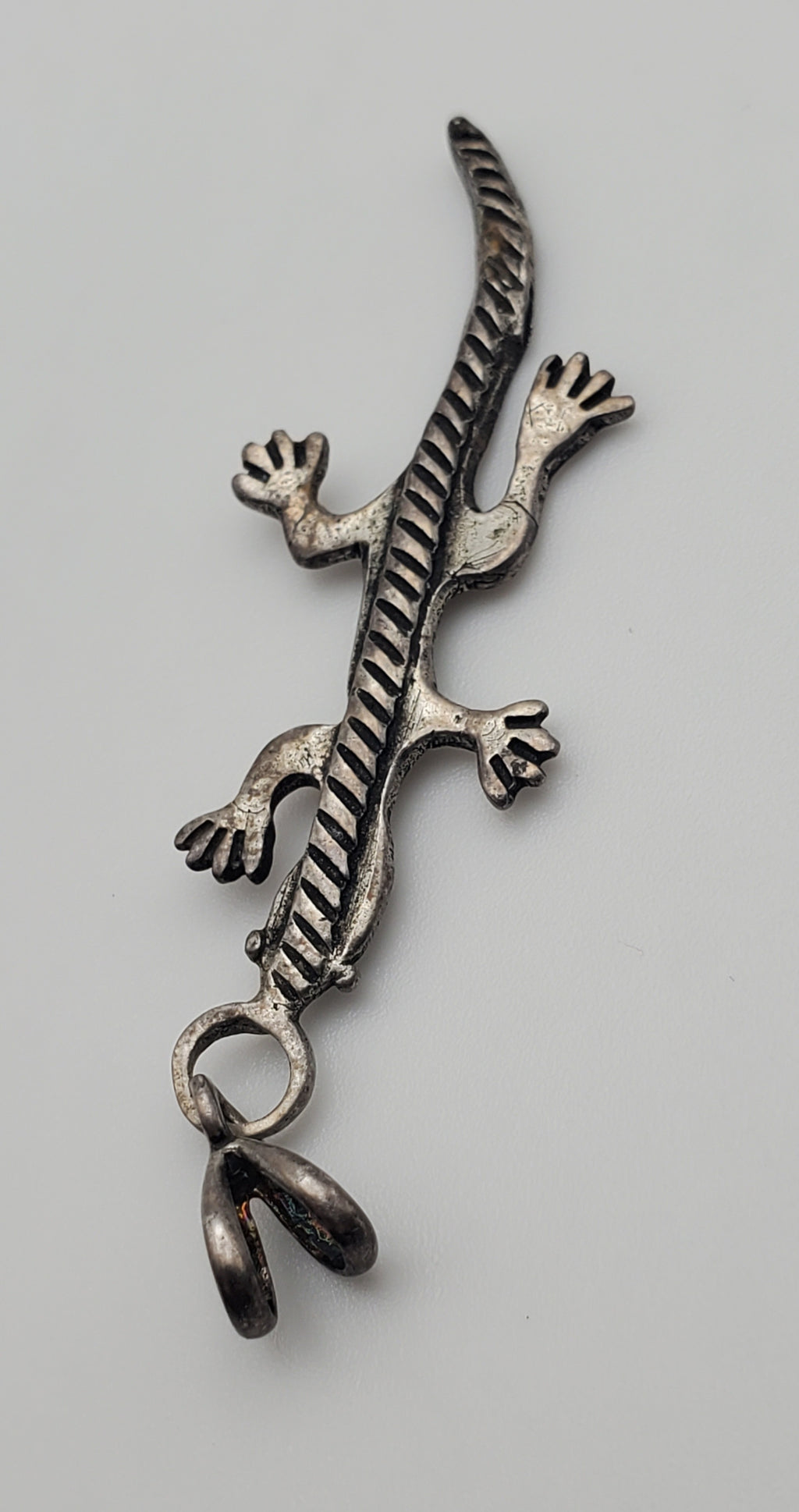 Vintage Sterling Silver Handmade Lizard Pendant