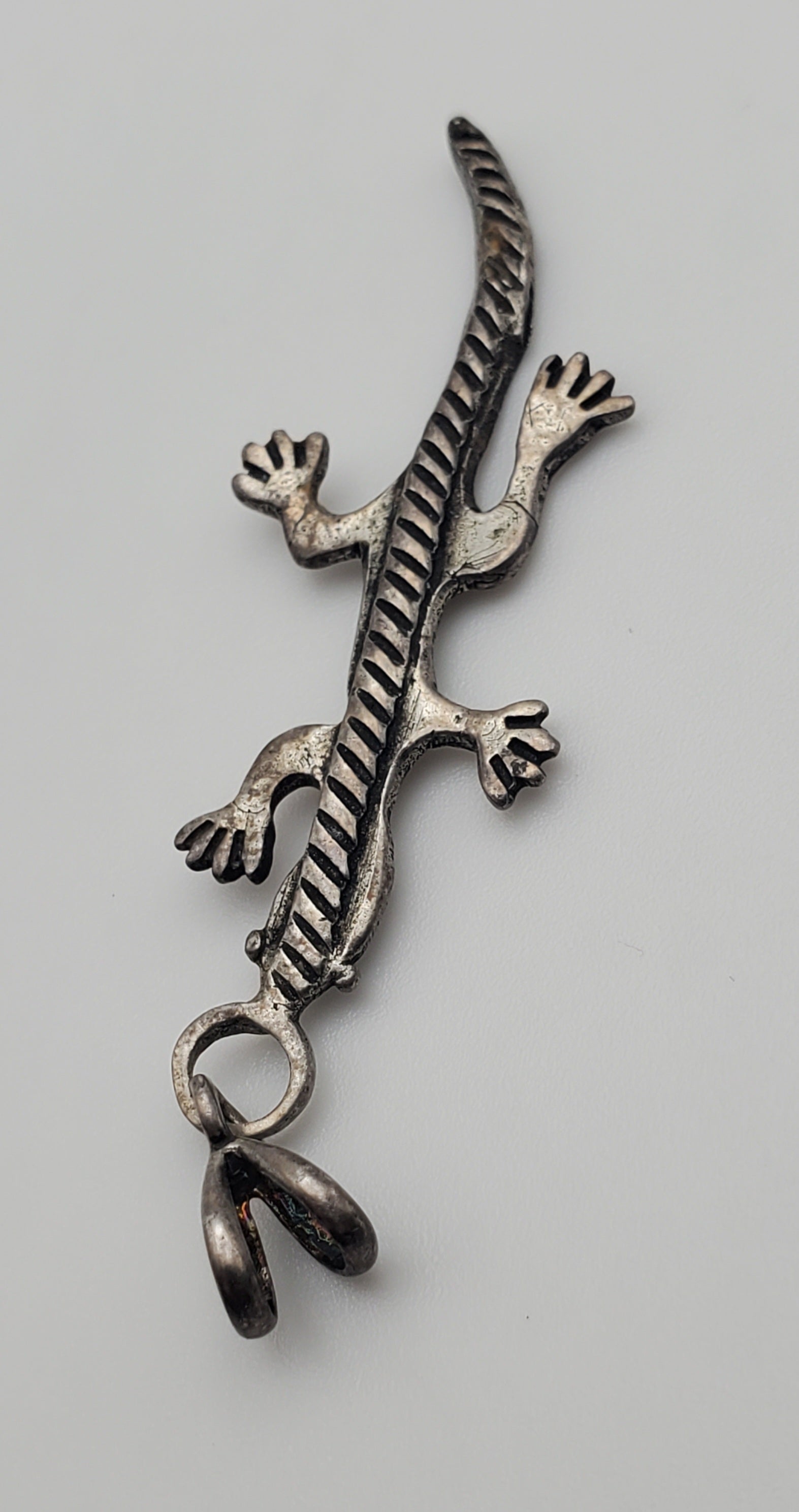 Vintage Sterling Silver Handmade Lizard Pendant