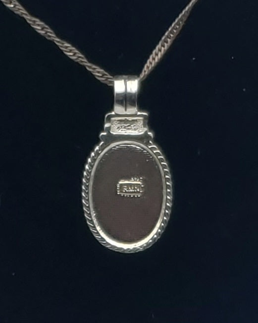 Black Onyx Pendant on Sterling Silver Italian Chain Necklace - 26"