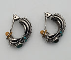 Graziano - Vintage Turquoise Cabochon Half Hoop Clip-On Earrings