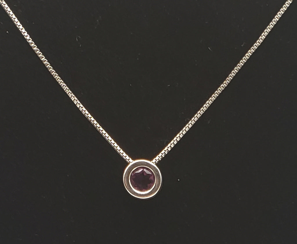 Amethyst Slide Pendant on Italian Sterling Silver Chain Necklace - 18"