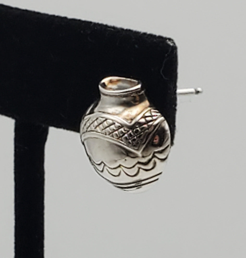 SINGLE UNMATCHED Sterling Silver Pottery Vase Stud Earring