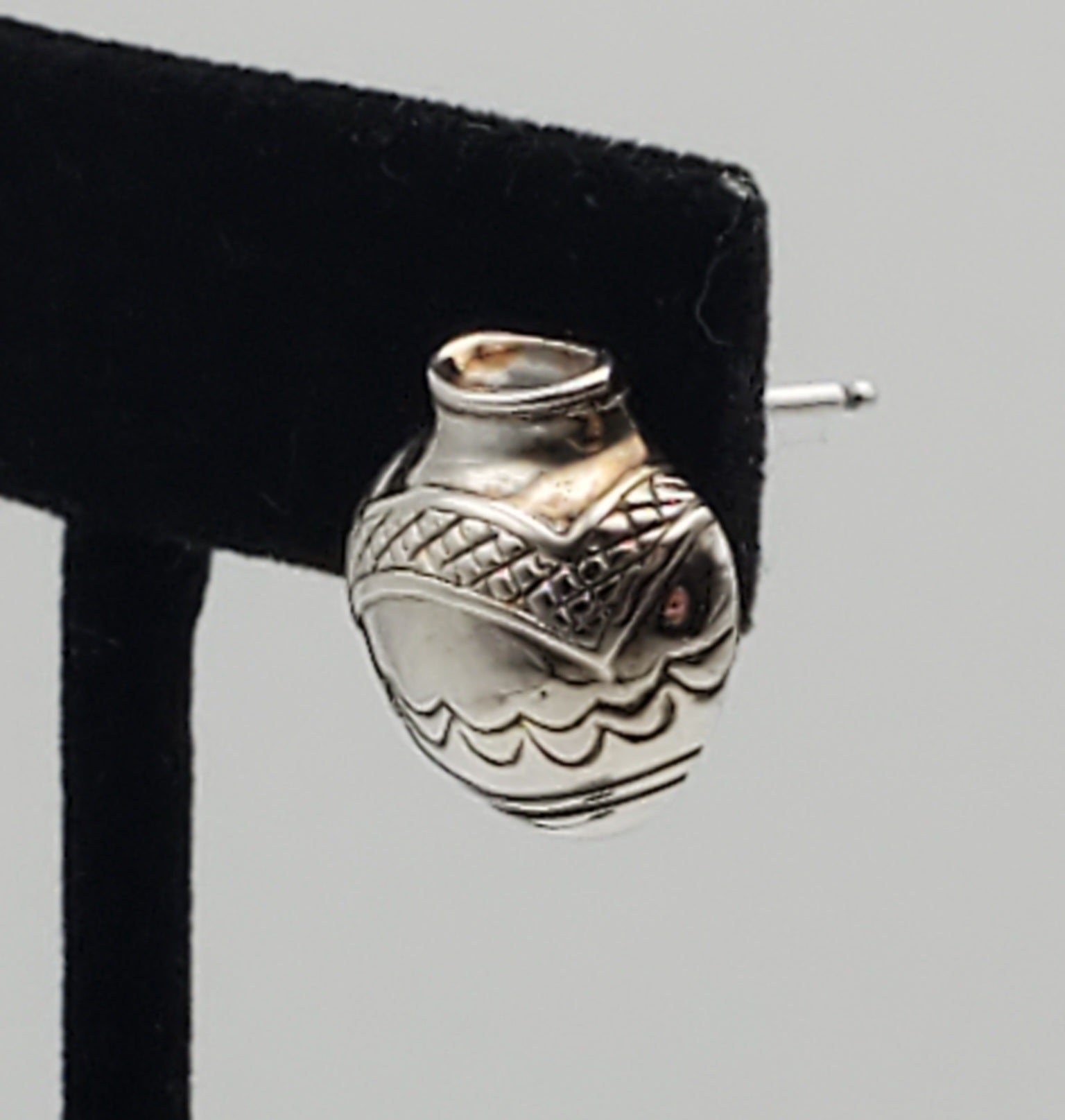 SINGLE UNMATCHED Sterling Silver Pottery Vase Stud Earring