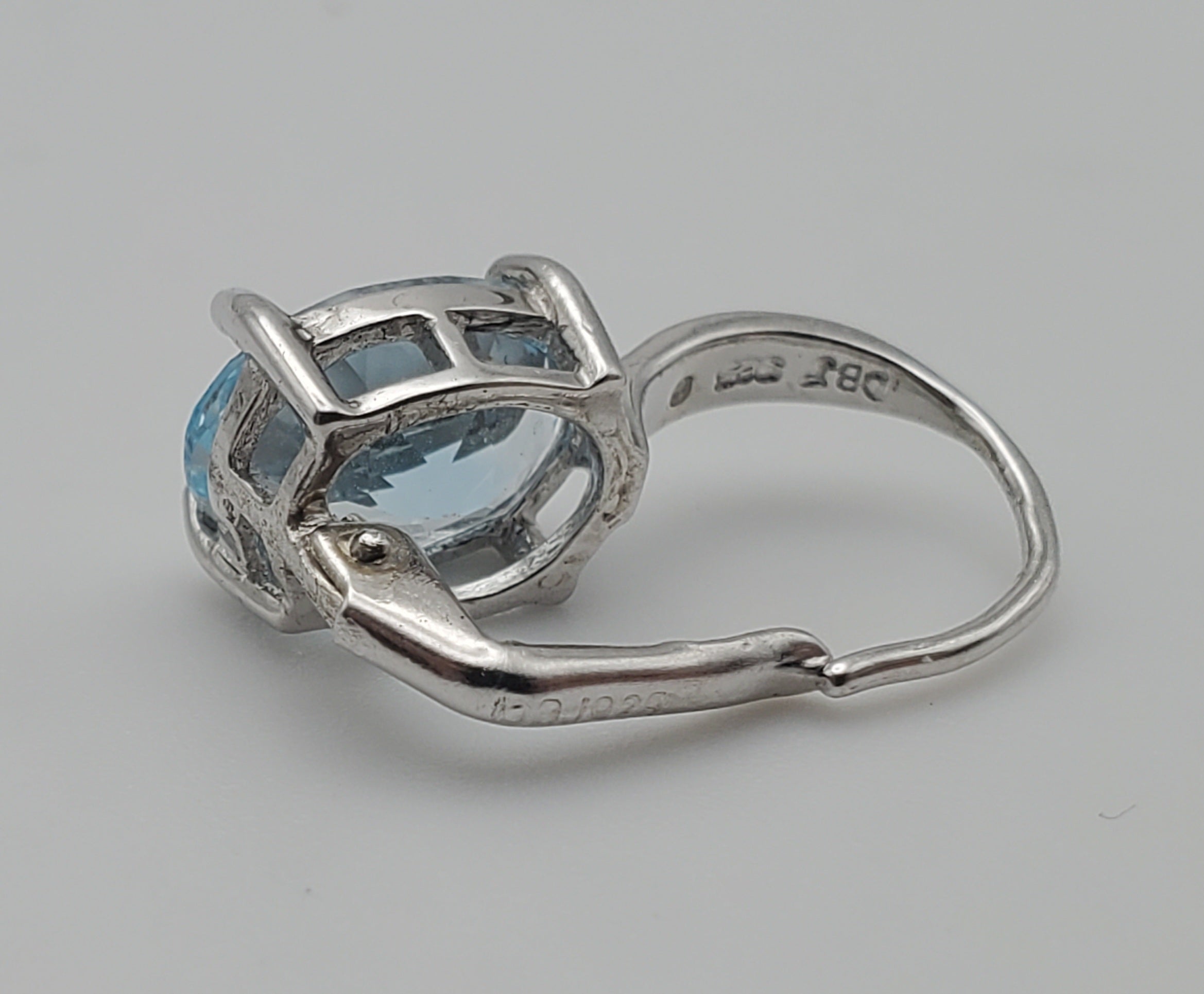SINGLE UNMATCHED Blue Topaz and Diamond Sterling Silver Drop Earring