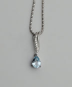 Vintage Blue Topaz Sterling Silver Pendant on Sterling Silver Chain Necklace - 22"