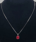 Hot Pink Oval Cut Sterling Silver Pendant on Sterling Silver Chain Necklace - 18 + 2"