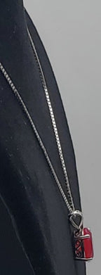 Hot Pink Oval Cut Sterling Silver Pendant on Sterling Silver Chain Necklace - 18 + 2"