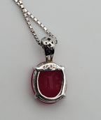 Hot Pink Oval Cut Sterling Silver Pendant on Sterling Silver Chain Necklace - 18 + 2"