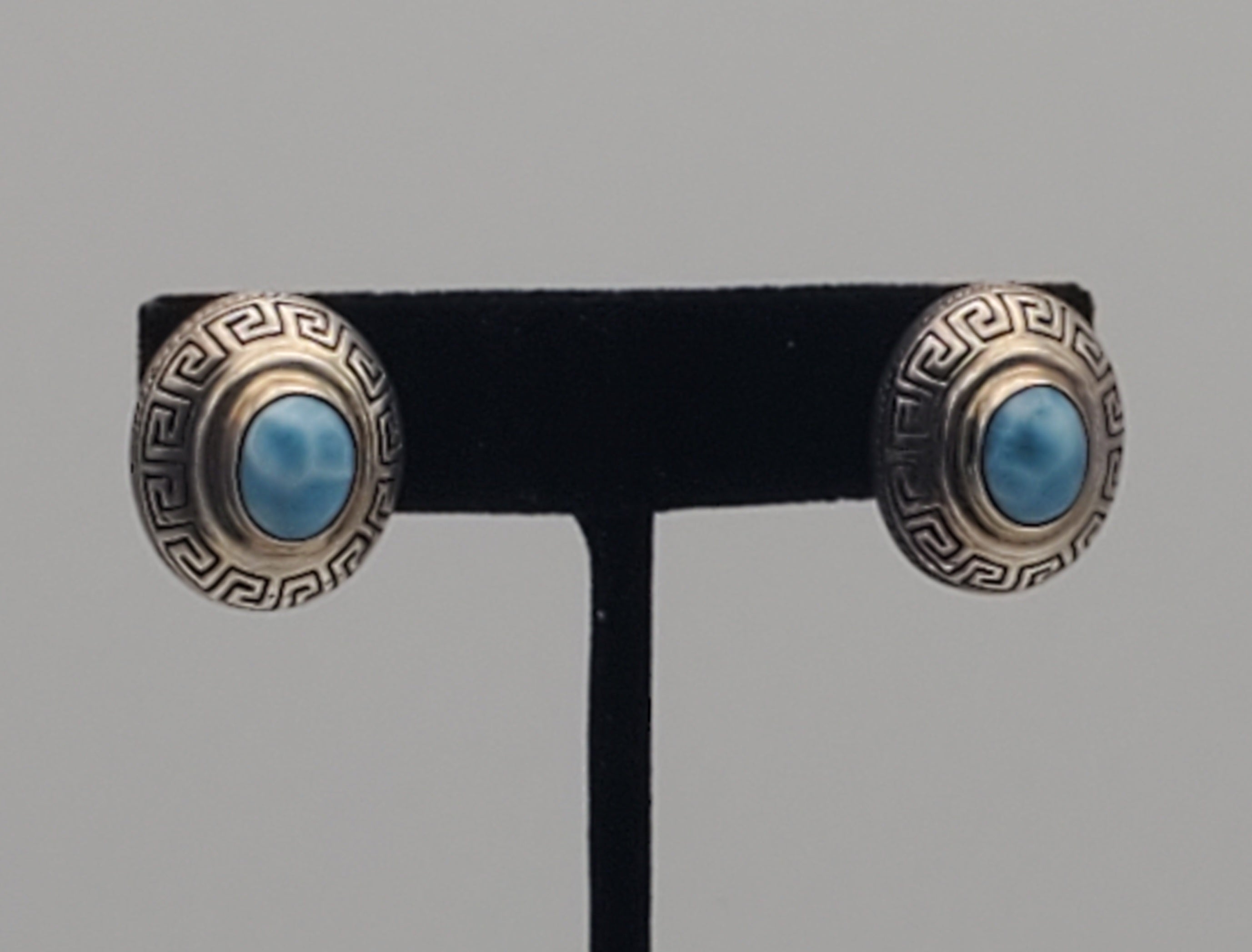 Vintage Handmade Larimar Sterling Silver Earrings