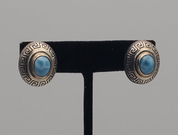 Vintage Handmade Larimar Sterling Silver Earrings