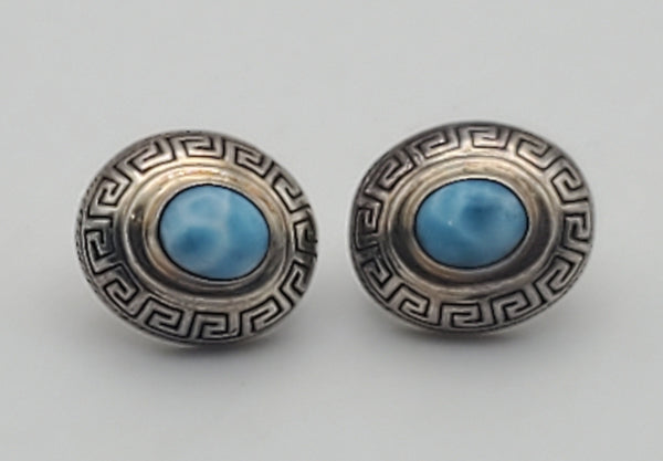 Vintage Handmade Larimar Sterling Silver Earrings