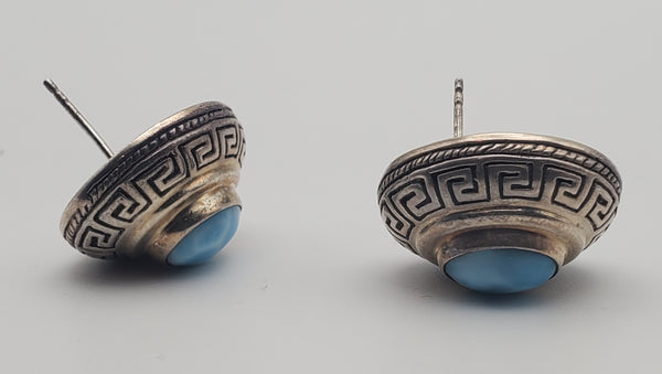 Vintage Handmade Larimar Sterling Silver Earrings