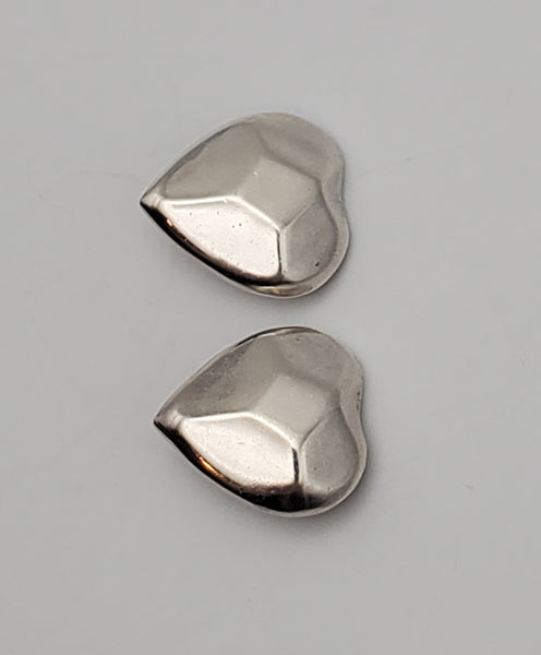 Vintage Handmade Sterling Silver Heart Clip-On Earrings