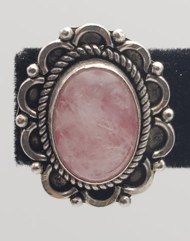 Vintage Rose Quartz Sterling Silver Clip-On Earrings