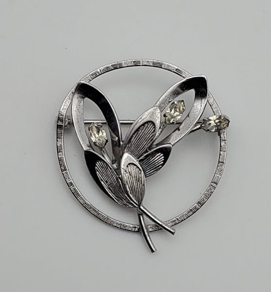 Carl-Art - Vintage Sterling Silver Rhinestone Bouquet Brooch