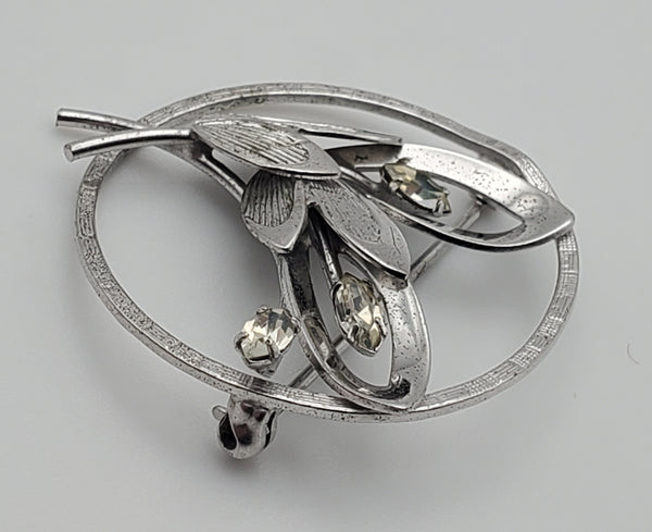 Carl-Art - Vintage Sterling Silver Rhinestone Bouquet Brooch