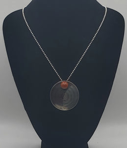 Lewis + Hubener - Handmade Sterling Silver 18k Vermeil Red Jasper Pendant Kinetic Jewelry Necklace - 20"