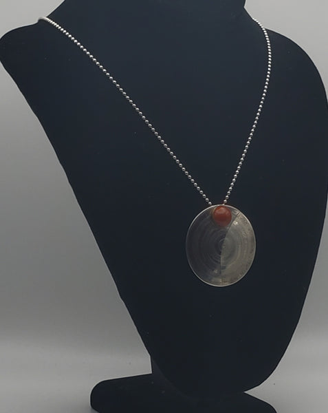 Lewis + Hubener - Handmade Sterling Silver 18k Vermeil Red Jasper Pendant Kinetic Jewelry Necklace - 20"