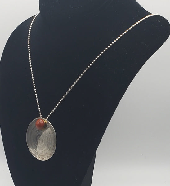 Lewis + Hubener - Handmade Sterling Silver 18k Vermeil Red Jasper Pendant Kinetic Jewelry Necklace - 20"