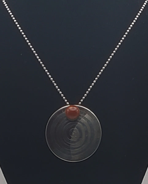 Lewis + Hubener - Handmade Sterling Silver 18k Vermeil Red Jasper Pendant Kinetic Jewelry Necklace - 20"