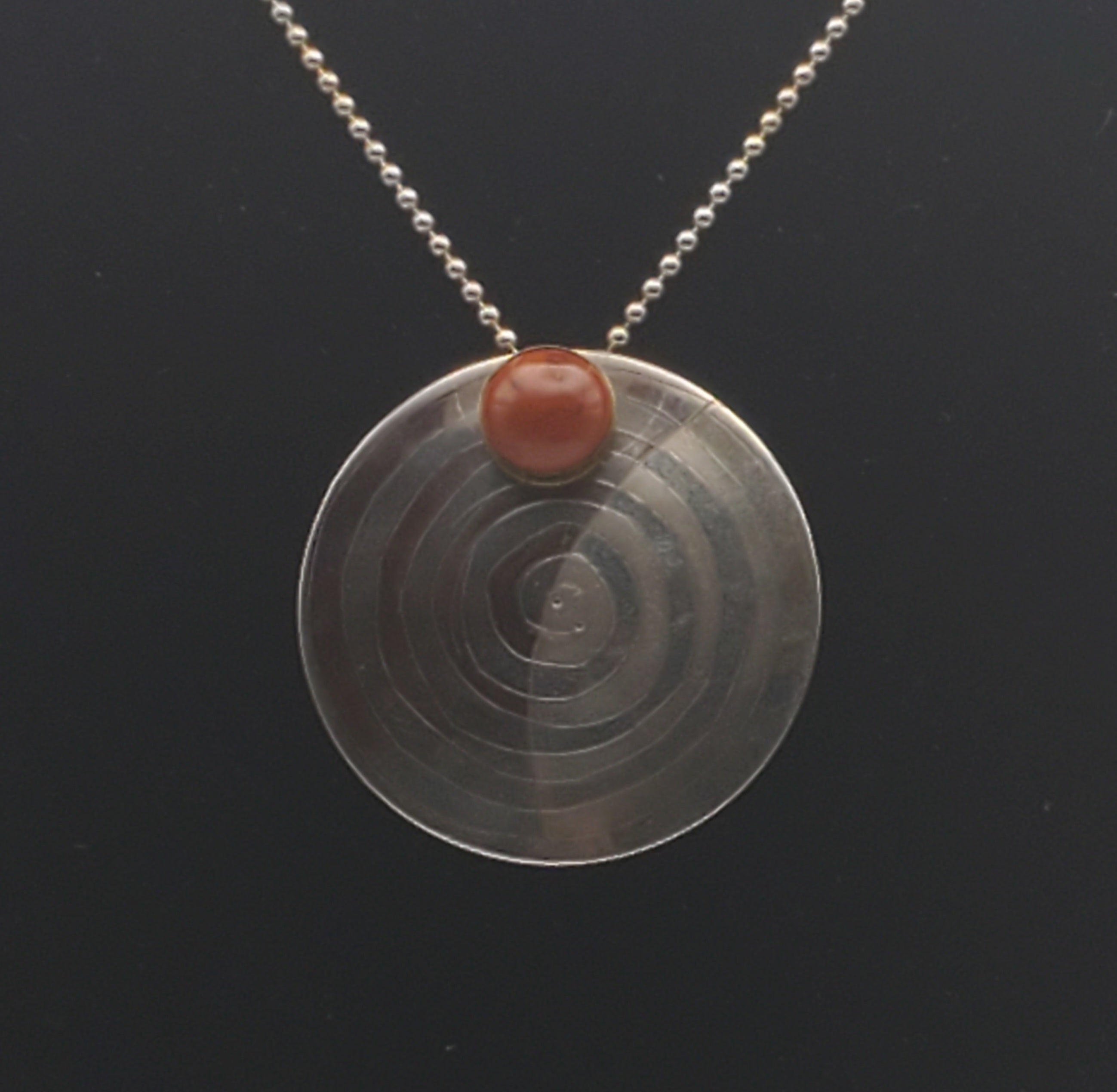 Lewis + Hubener - Handmade Sterling Silver 18k Vermeil Red Jasper Pendant Kinetic Jewelry Necklace - 20"