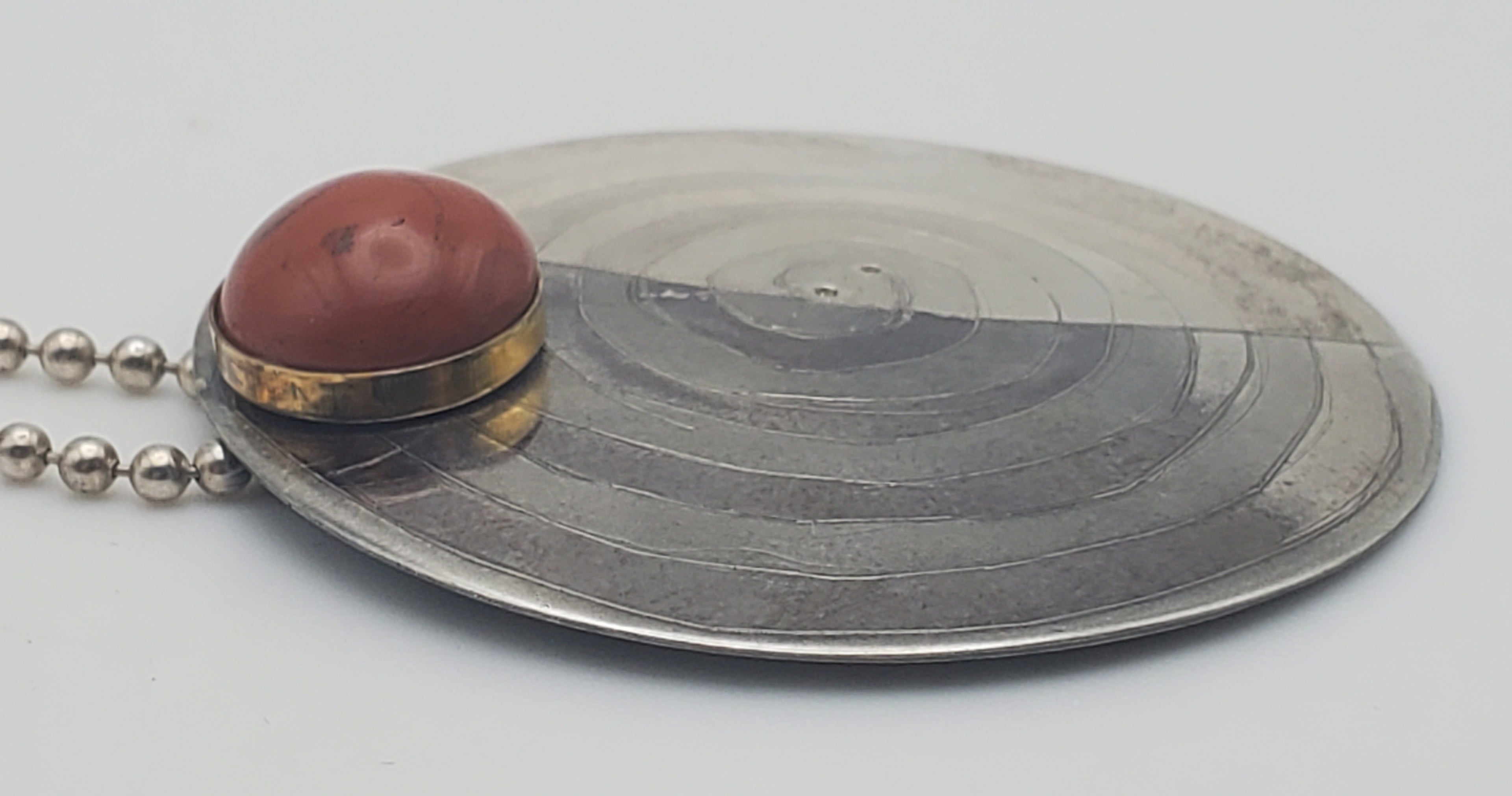 Lewis + Hubener - Handmade Sterling Silver 18k Vermeil Red Jasper Pendant Kinetic Jewelry Necklace - 20"