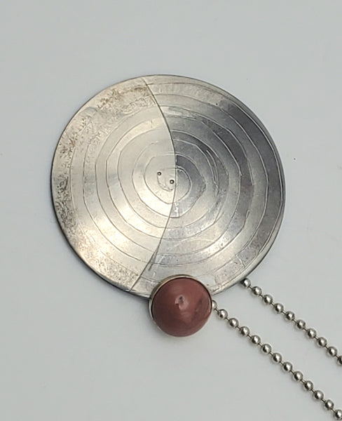 Lewis + Hubener - Handmade Sterling Silver 18k Vermeil Red Jasper Pendant Kinetic Jewelry Necklace - 20"