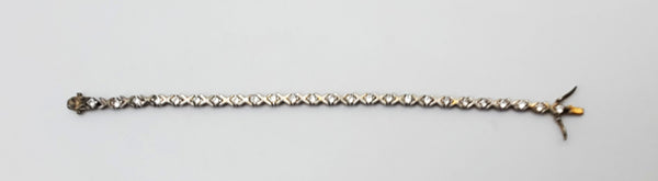 Vintage X Link Rhinestone Sterling Silver Tennis Bracelet - 7"