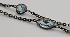 Vintage Double Strand Gemstone Sterling Silver Chain Link Bracelet - 7 + 1"